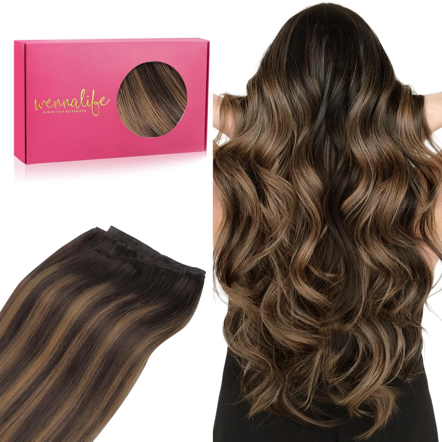 WENNALIFE Sew in Hair Extensions Real Human Hair for Glam