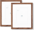 Solid Oak 8x10 Picture Frame Set of 2 - Dark Oak, With Mat