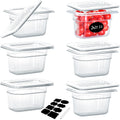 6 Pack NSF Food Pans with Lids 1/9 Size 4in Deep - Clear Polycarbonate