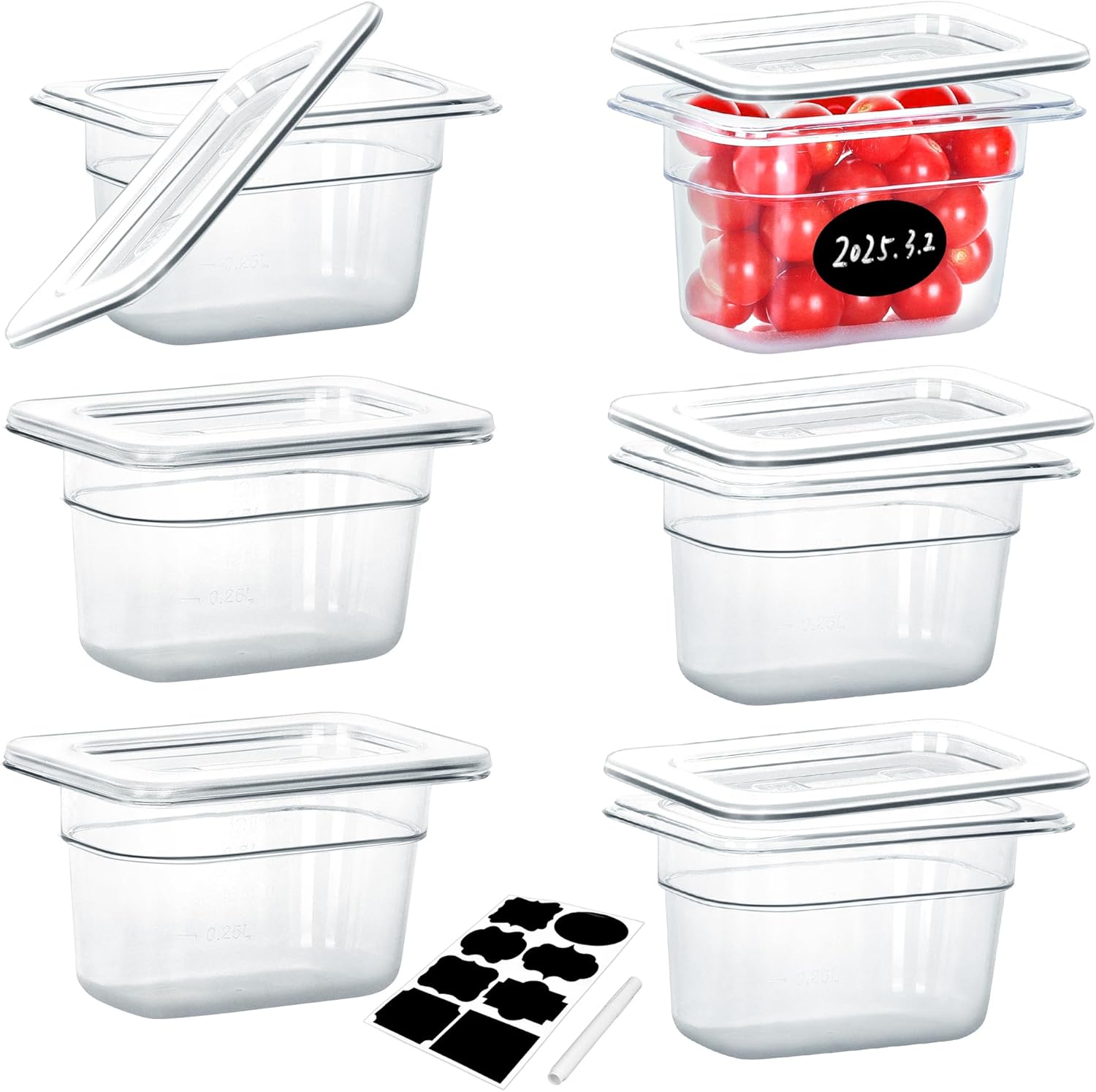 6 Pack NSF Food Pans with Lids for Commercial Storage Needs