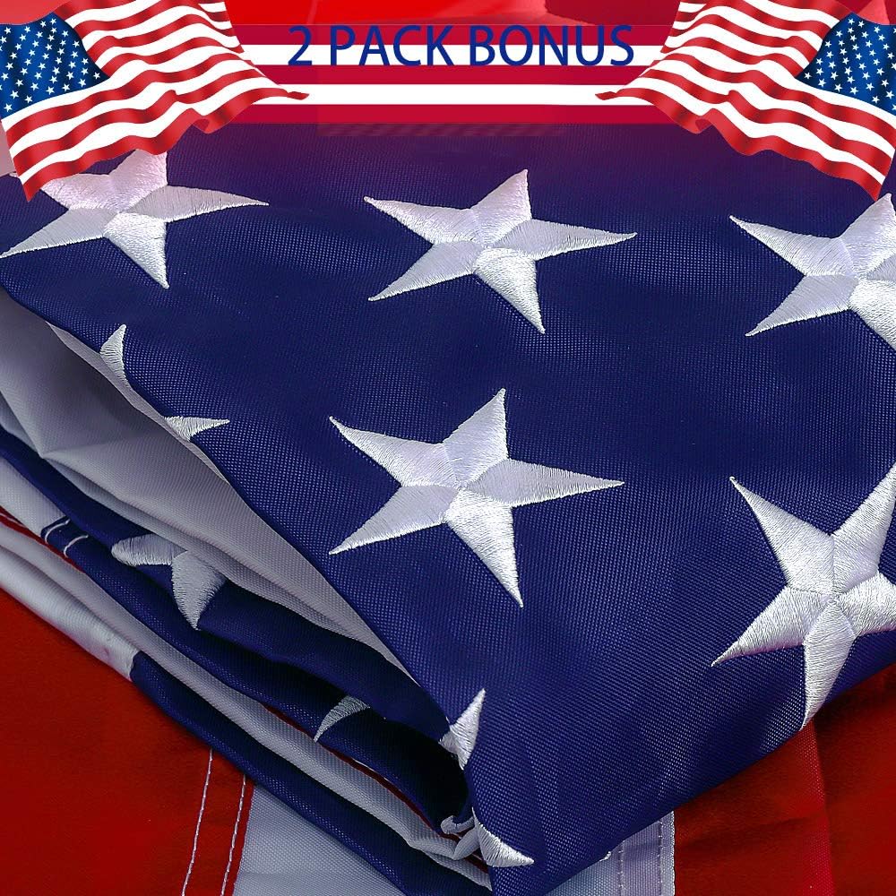 2 PACK Freefy American Flag 3x5 ft - Durable Indoor/Outdoor Use