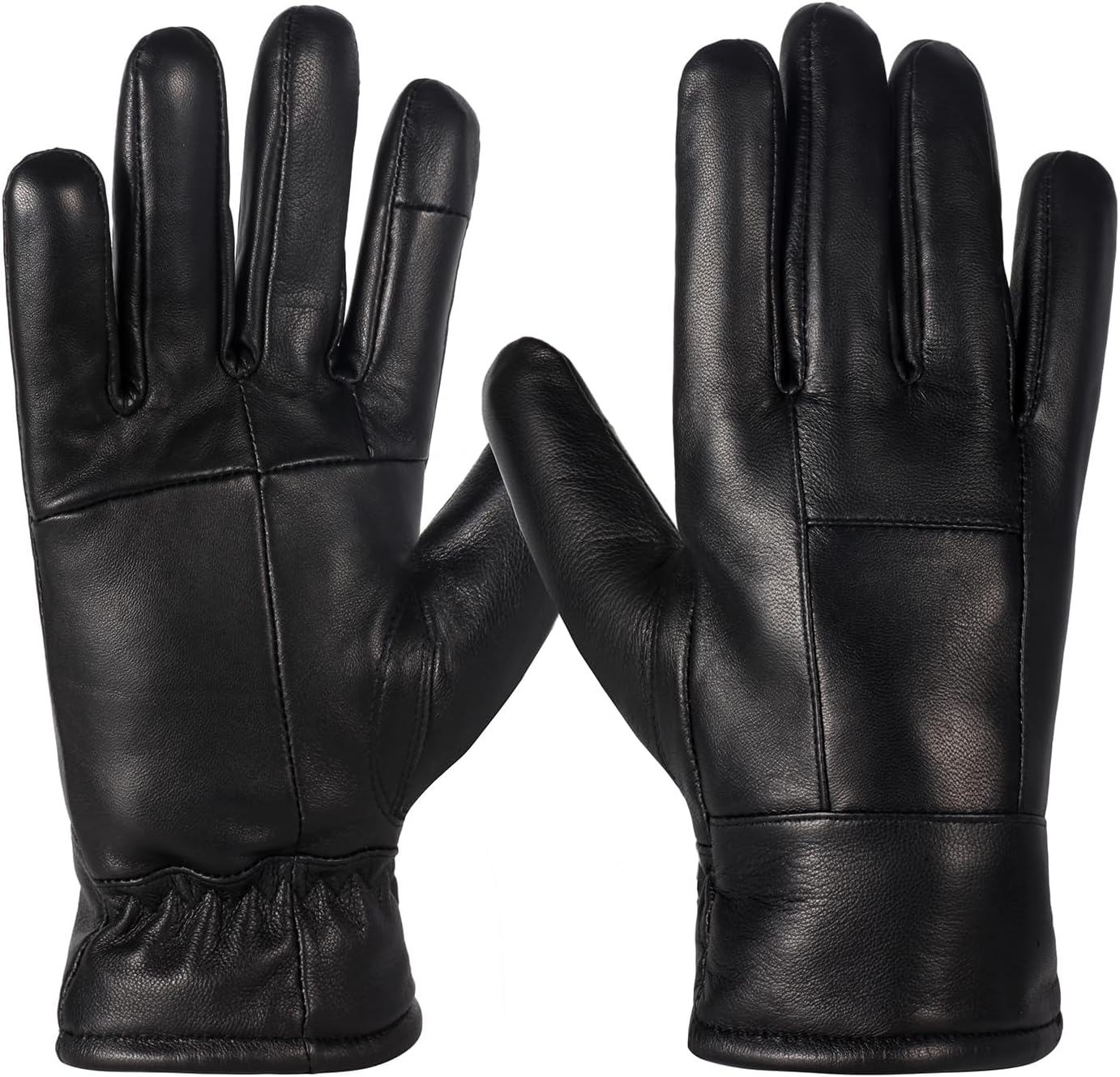 DOOWELL Men's Sheepskin Leather Gloves - Touchscreen & Warm Lining