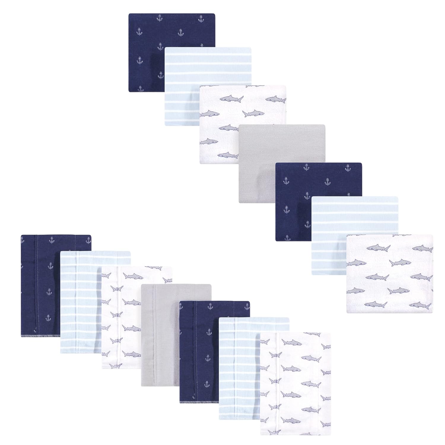 Hudson Baby Unisex Cotton Flannel Burp Cloths & Blankets Set