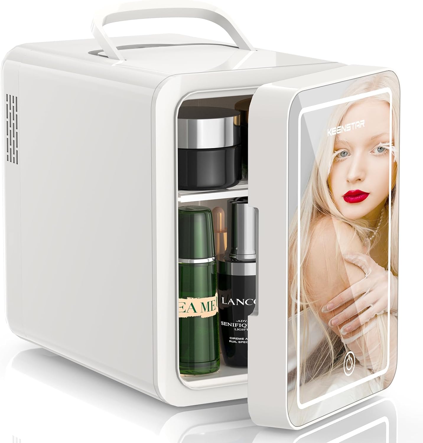 1.6 L Mini Skincare Fridge with LED Mirror for Home and Car