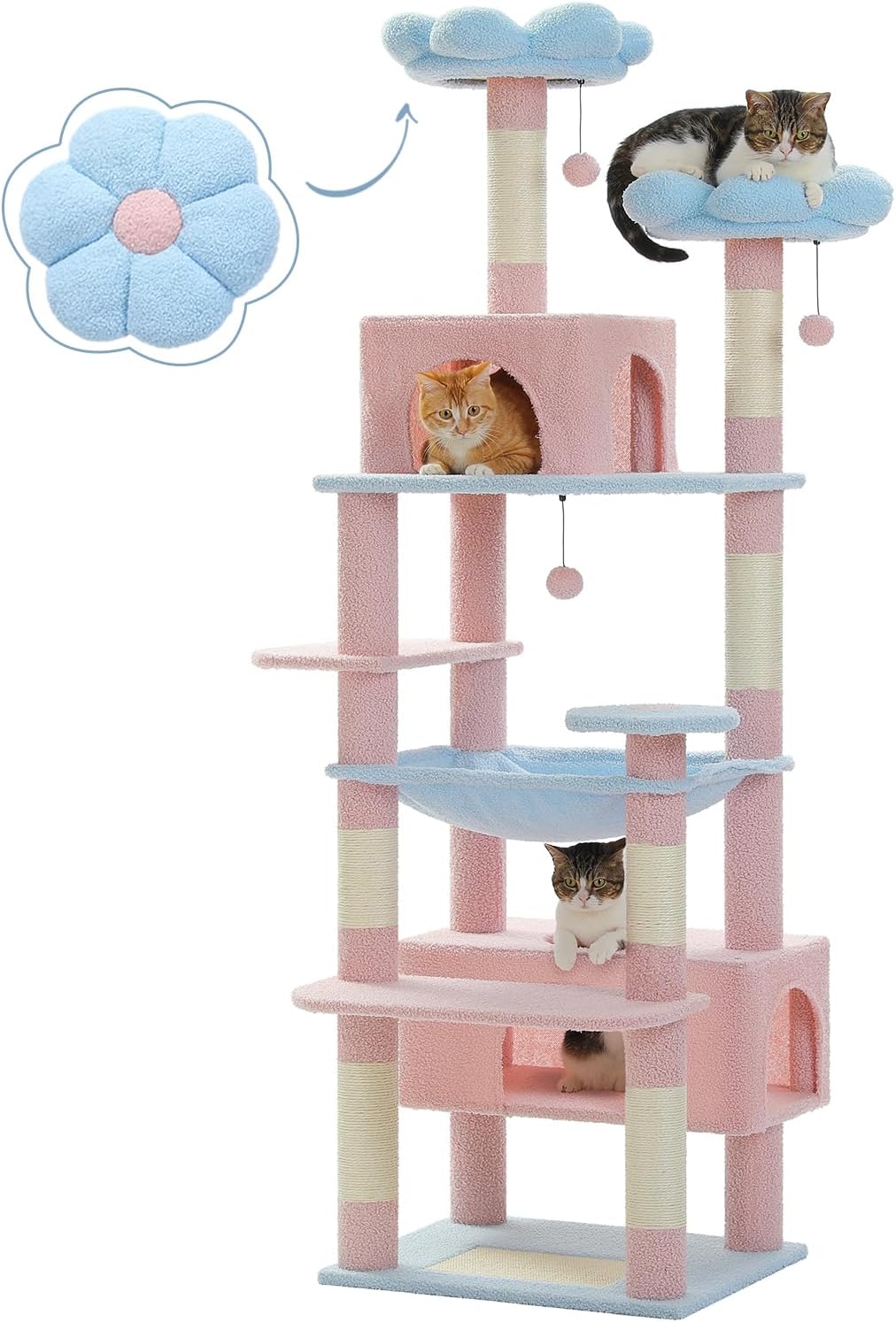 PAWZ Road Flower Cat Tree - 72 Inches Large Cat Tower