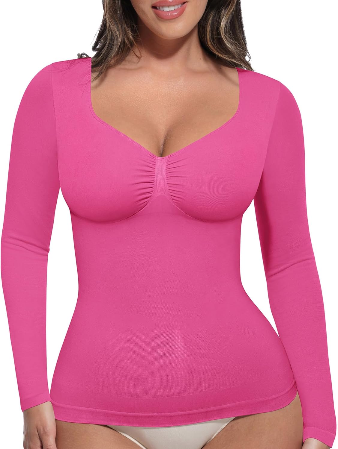 FeelinGirl Womens Shapewear Tummy Control Long Sleeve Tops