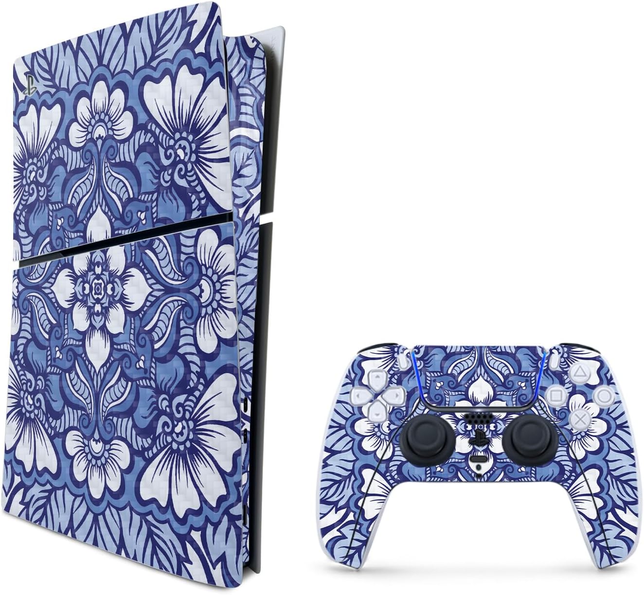 MightySkins Carbon Fiber Skin for PS5 Slim - Unique Flower Design