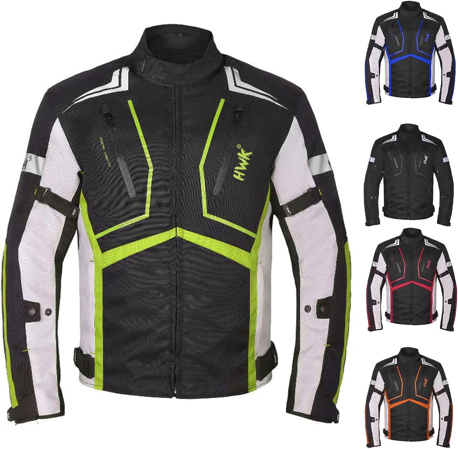 HWK Scorpion Motorcycle Jacket for Men & Women - Green Large