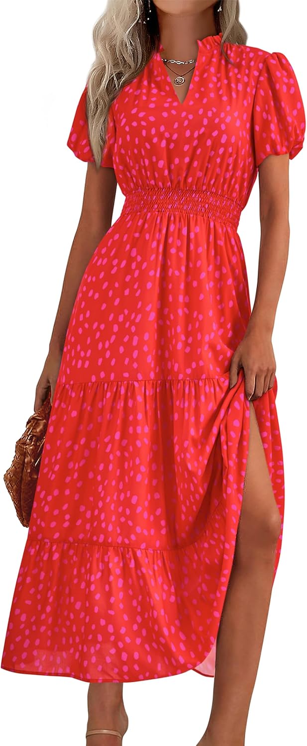 Floral Summer Maxi Dresses for Women 2025 Casual V Neck