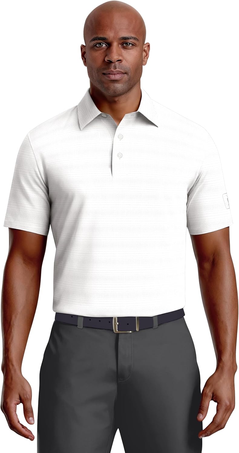 PGA TOUR Airflux Cotton Golf Performance Polo Shirt for Men