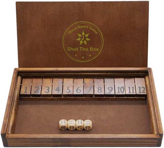 Shut The Box Wooden Board Game for Family Fun and Learning
