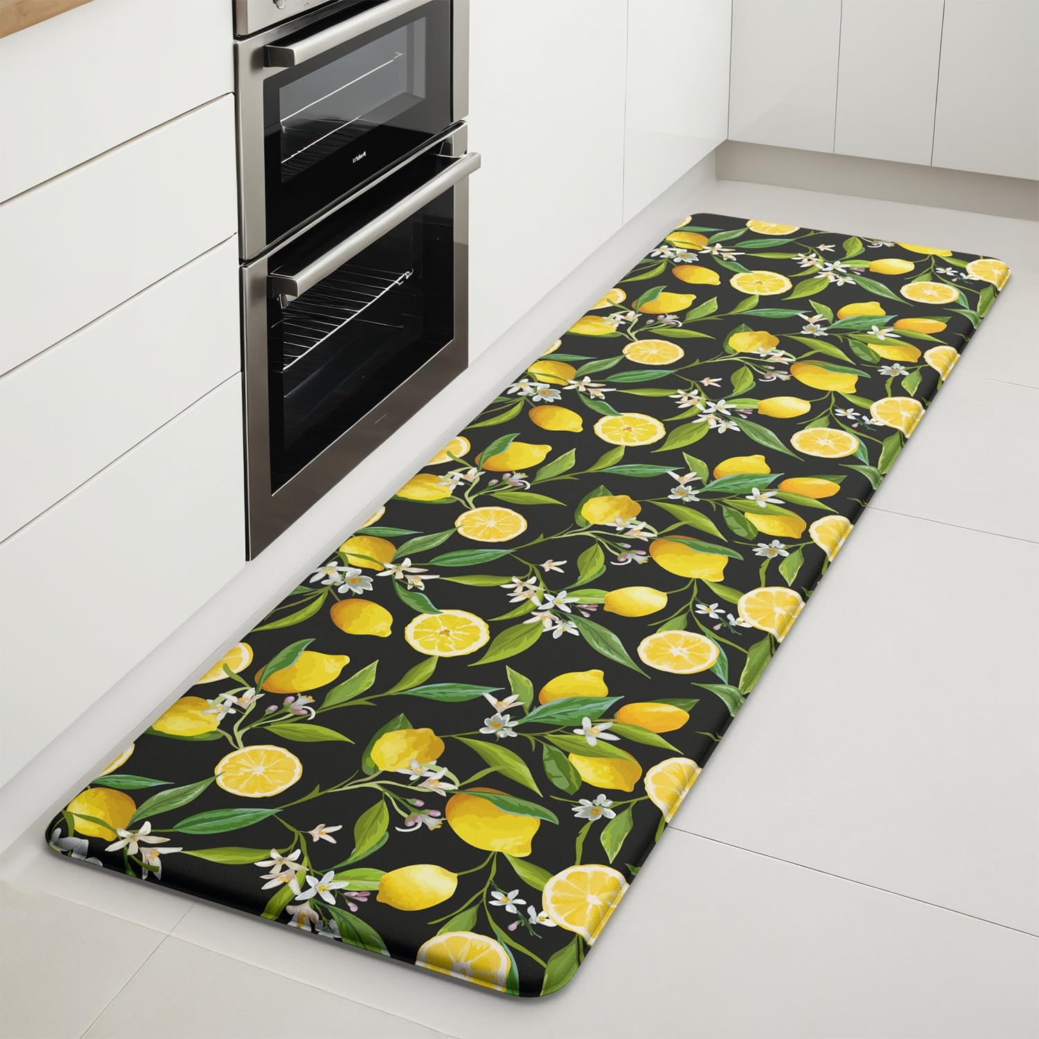 Lemon Kitchen Mats for Floor - Cushioned Anti Fatigue Rug