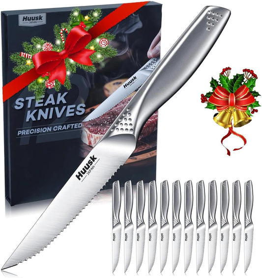 Huusk Serrated Steak Knives Set for Effortless Cuts and Style