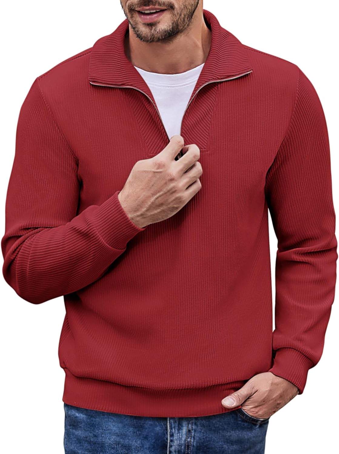 COOFANDY Men's Quarter Zip Pullover for Casual Style and Comfort