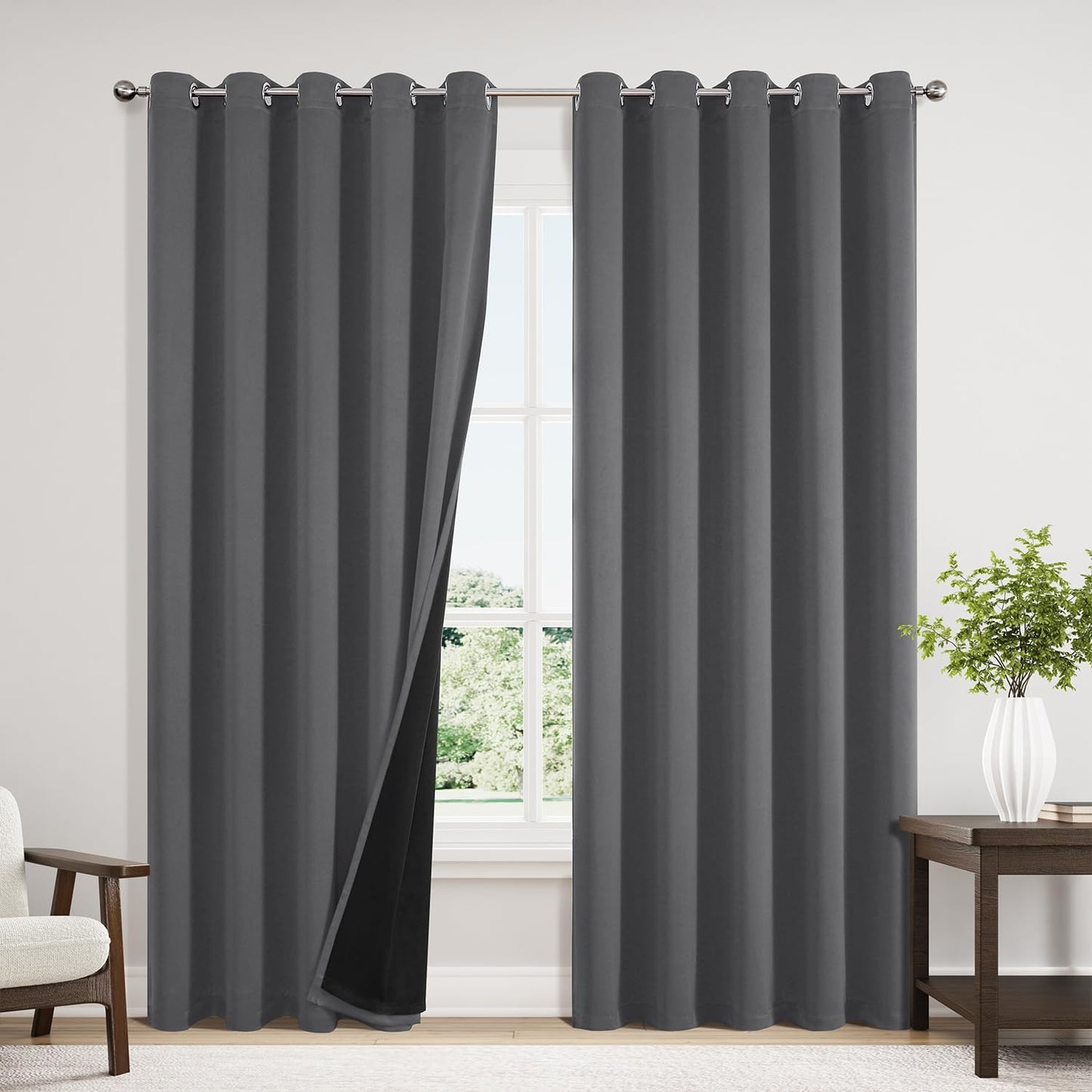 ChrisDowa 100% Blackout Curtains for Bedroom, 60 x 84 Inch