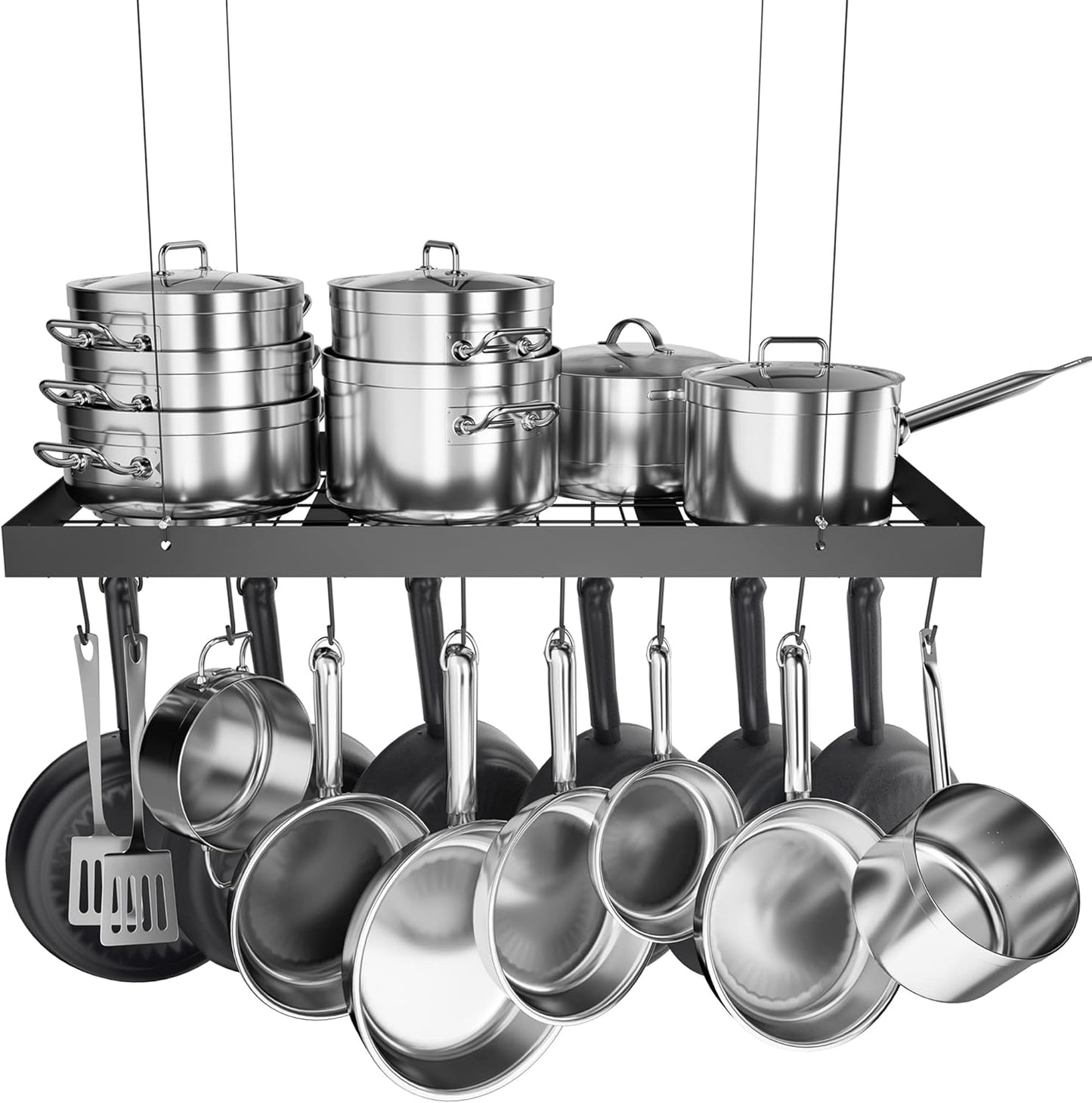KES Ceiling Pot Rack 30 Inches for Kitchen with 15 Hooks