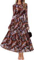 Fall Ready MEROKEETY Women's Long Sleeve Floral Maxi Dress