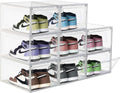 8 Pack Shoe Box Sneaker Display Case Size 13 - Clear Stackable