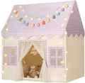 Kids Play Tent Indoor Purple Checkered Playhouse - Cozy Hideaway