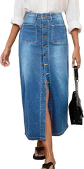 Women's High Waist Denim Skirt with Pockets for Trendy Style