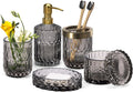 6pcs Clear Glass Bathroom Accessories Set (Gray) - Crystal Modern