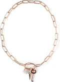 Paper Clip Chain Necklace with Rhinestone Carabiner - Versatile Charm