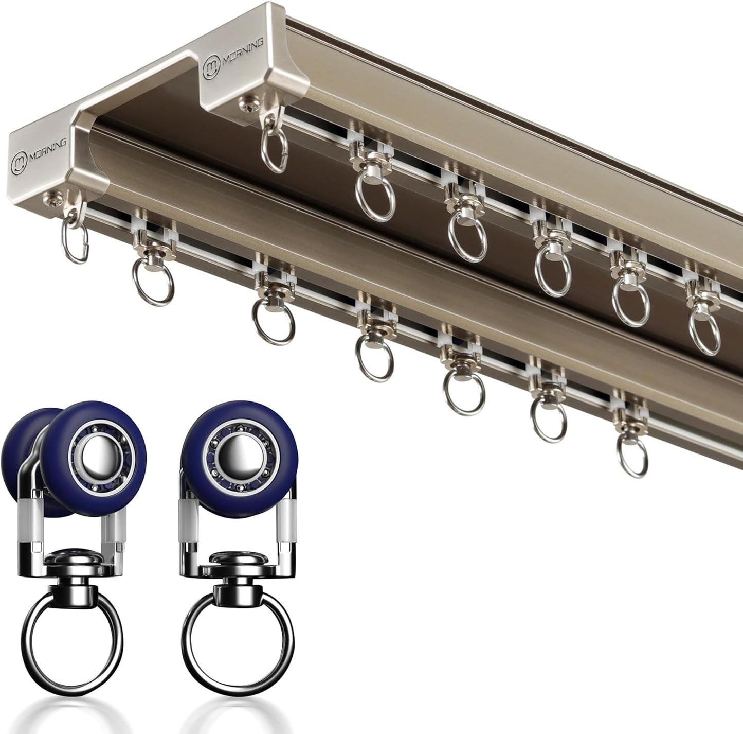 Champagne Ceiling Mount Curtain Tracks - Dual Rails for Versatile Decor - 4.5M
