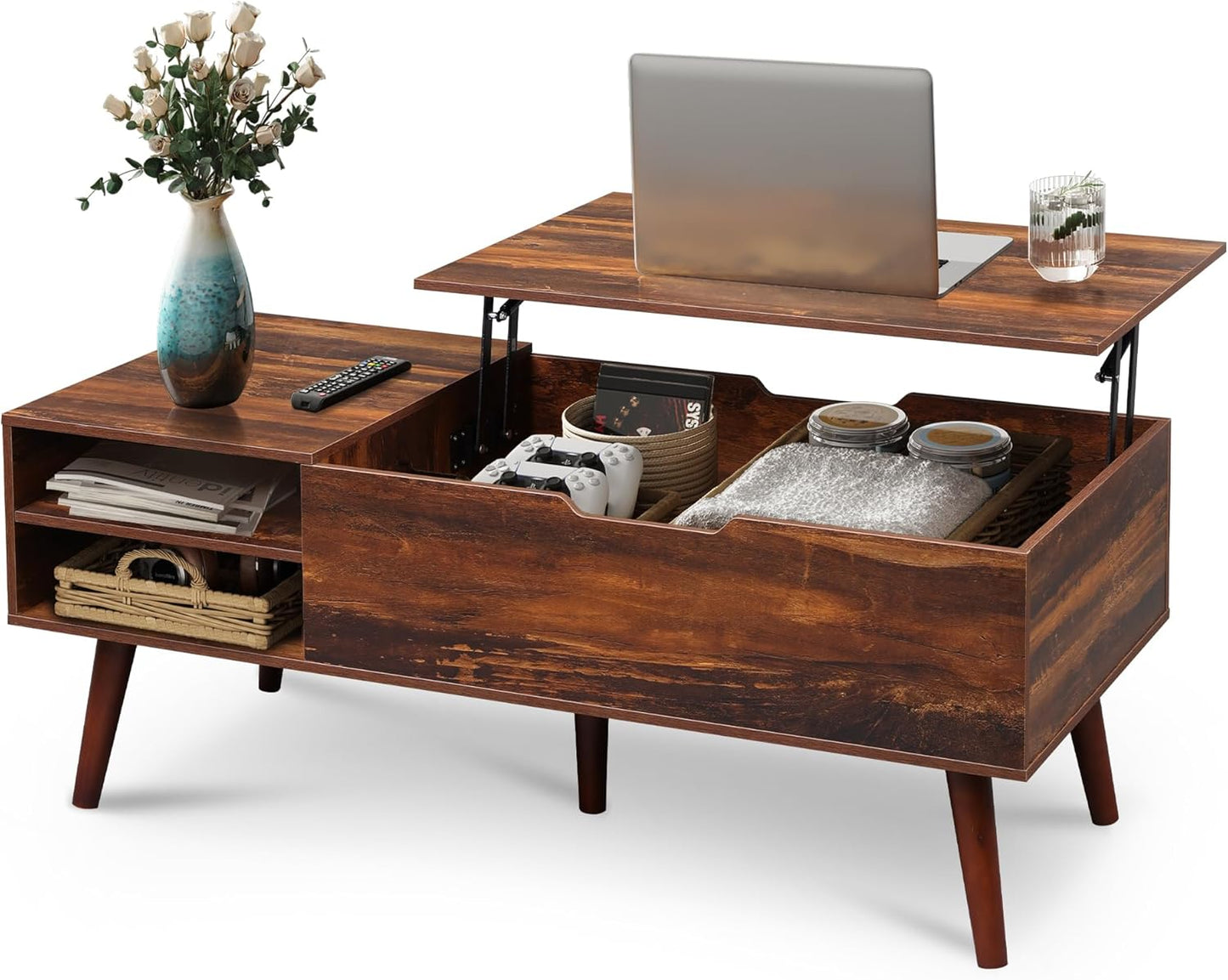 WLIVE Lift Top Coffee Table with Adjustable Storage for Living Room