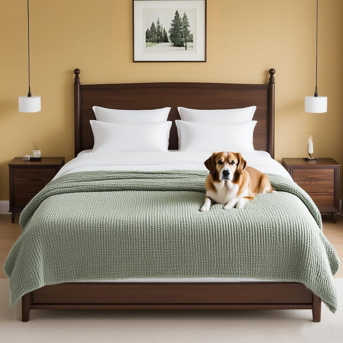 H.VERSAILTEX Plush Chenille Couch Cover for Pets and Dogs