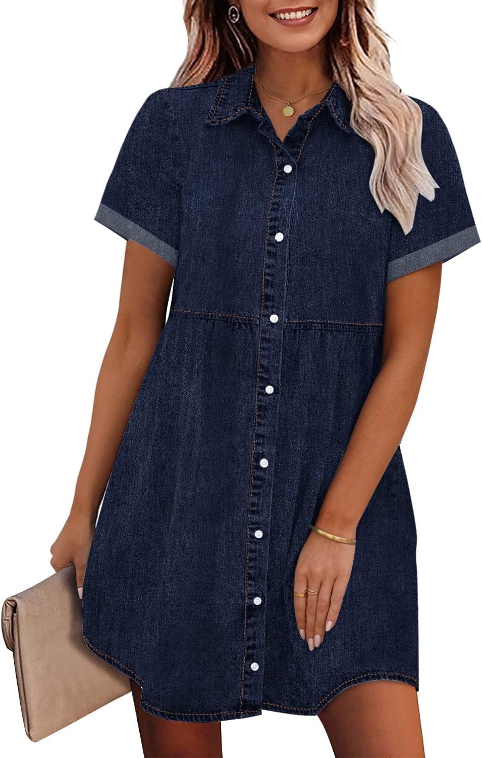 GRAPENT Denim Dress for Women: Chic Babydoll Style