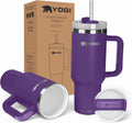 YOGI Ceramic Lined Tumbler with Handle and Straw Lid - Travel Ready