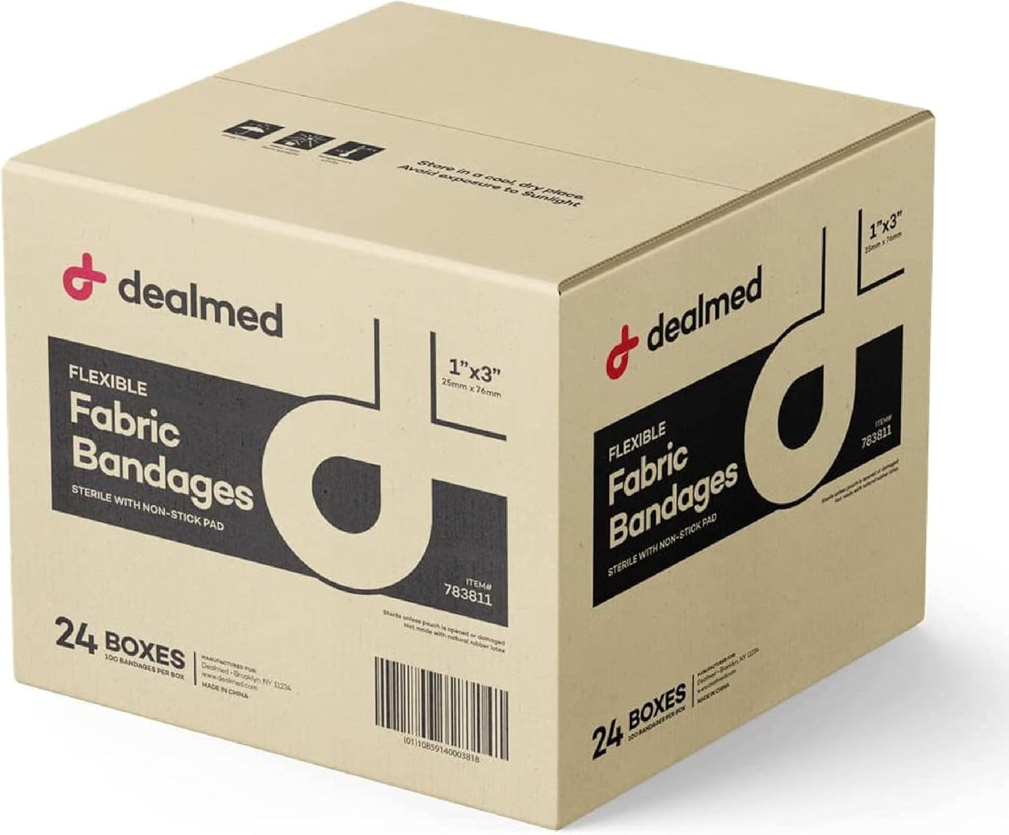 Dealmed Sterile Flexible Fabric Adhesive Bandages for Wounds