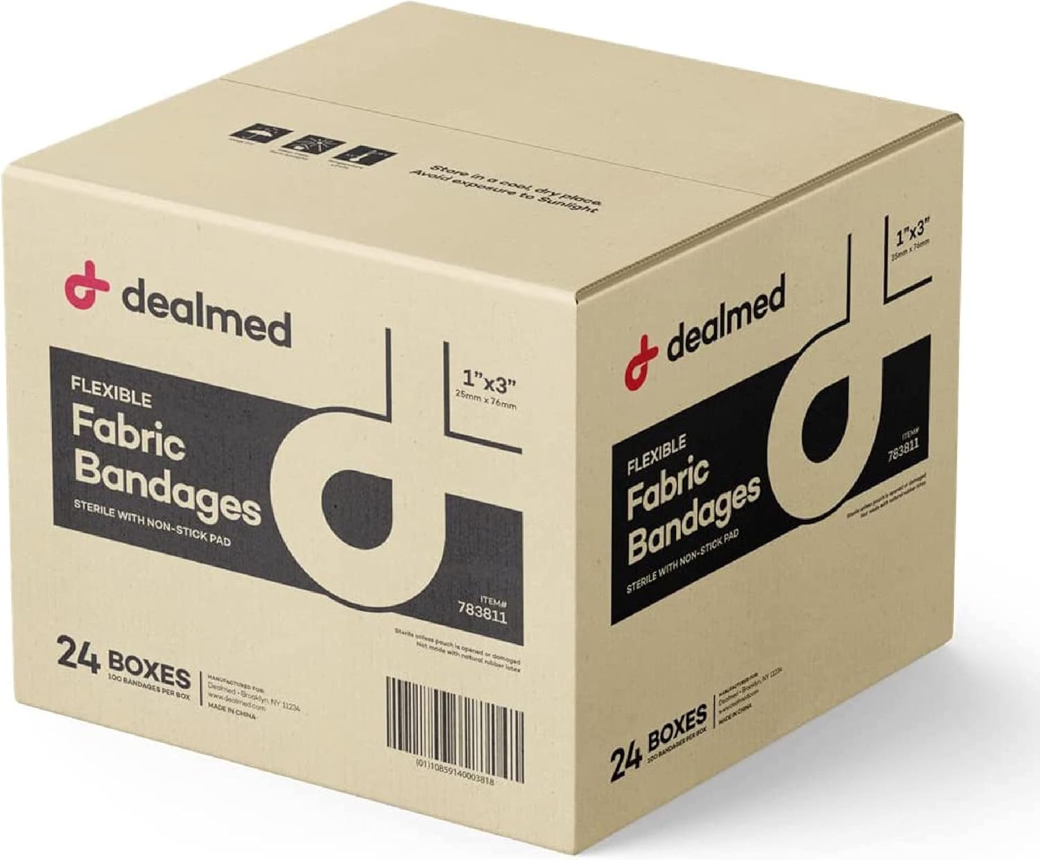 Dealmed Sterile Flexible Fabric Adhesive Bandages for Wounds