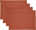 Classic Hemstitch Cinnamon Linen Placemats Set of 4 - Fall Table Mats