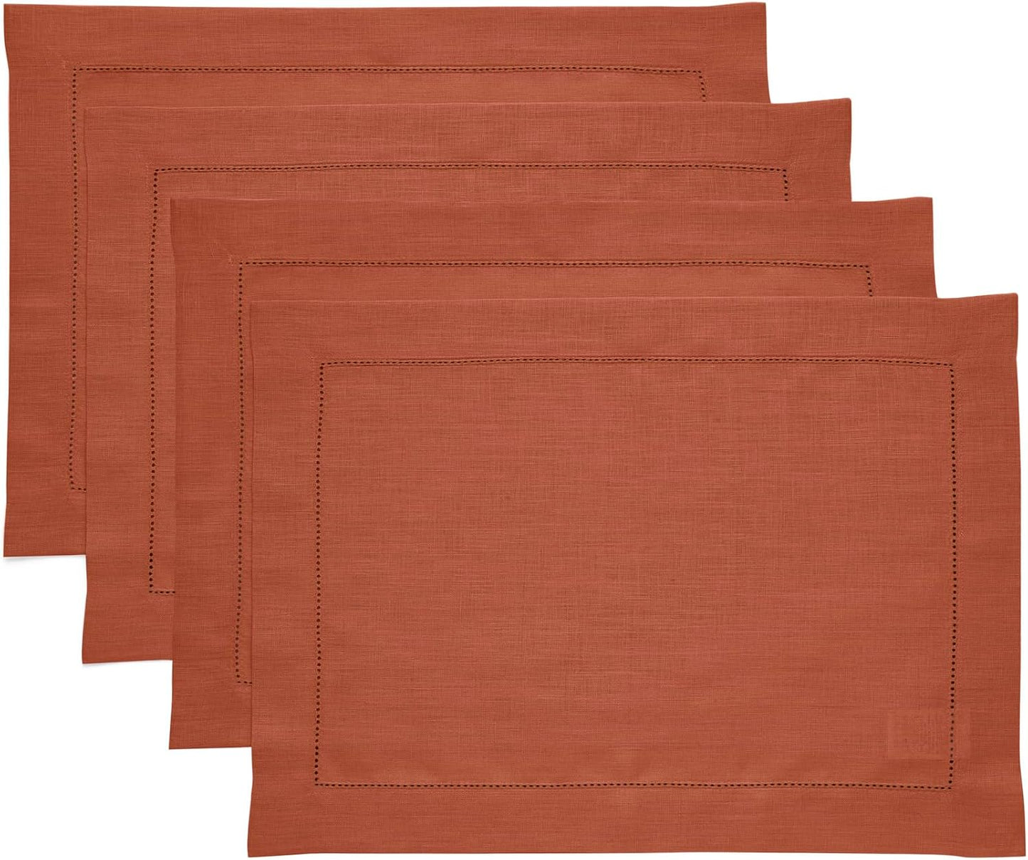 Classic Hemstitch Cinnamon Placemats Set of 4 for Fall Dining