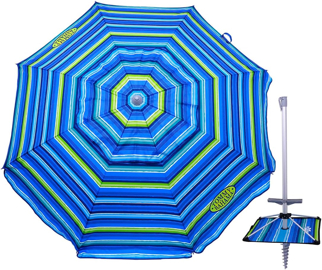 Tommy Bahama 7 ft Fiberglass Beach Umbrella with Anchor