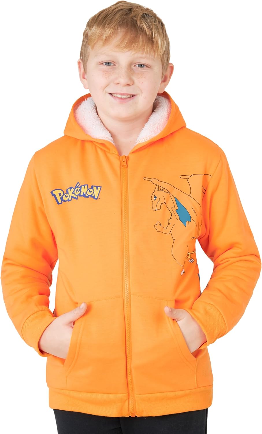Pokemon Sherpa Fleece Hoodie for Boys and Teens, Warm Zip-Up