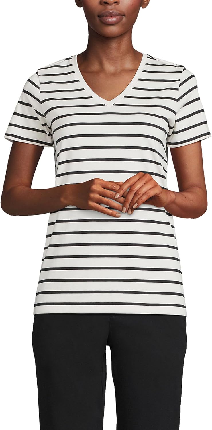 Relaxed Supima Cotton V-Neck T-Shirt for Women - Comfort & Style