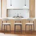 Counter Height Bar Stools Set of 3 - Mid Century Modern Upholstered