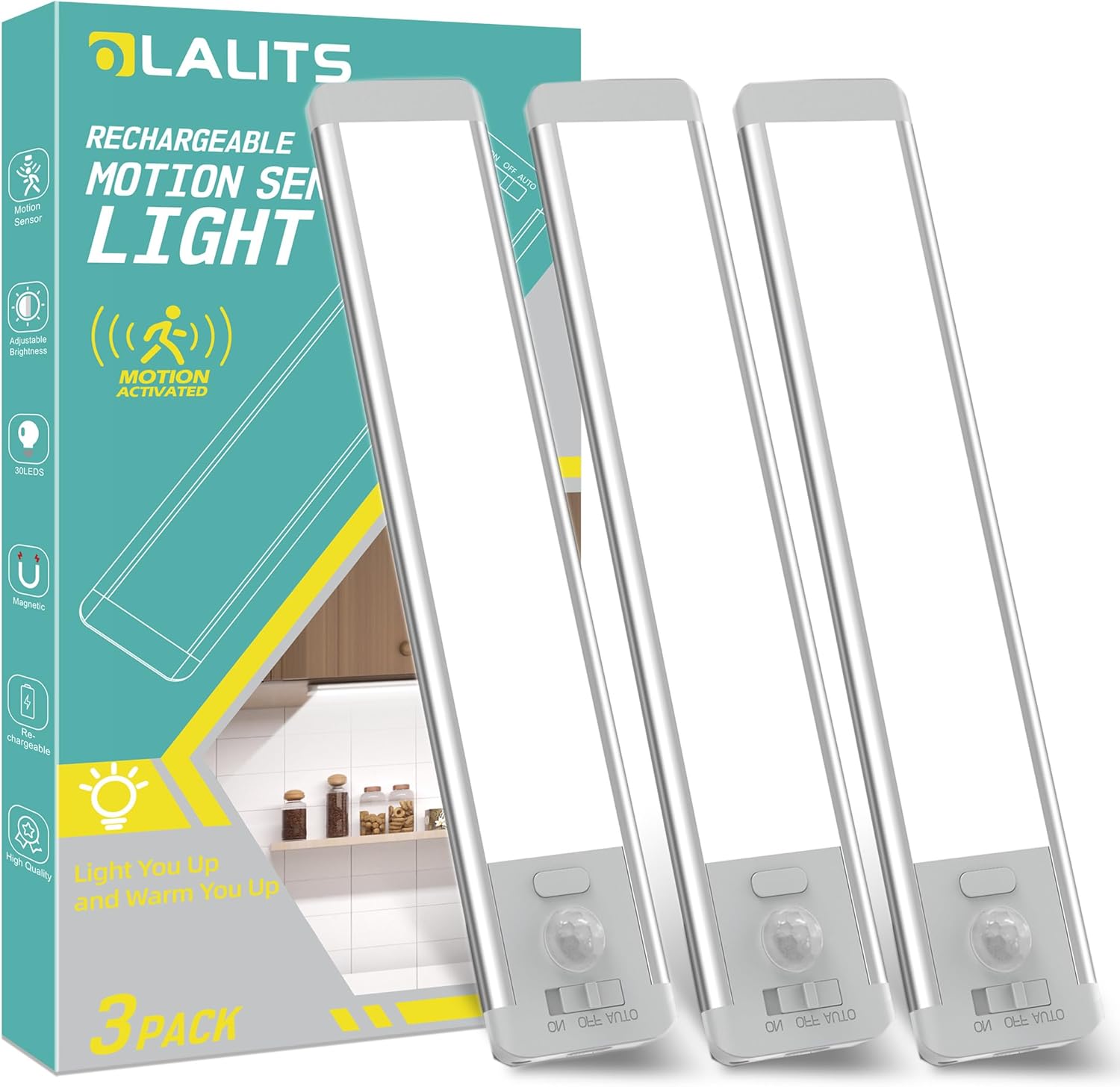 Under Counter Lights for Kitchen: 30-LED Motion Sensor Lighting