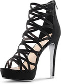 Alexandra Womens Black Open Toe Stiletto Heels - Nights in Style