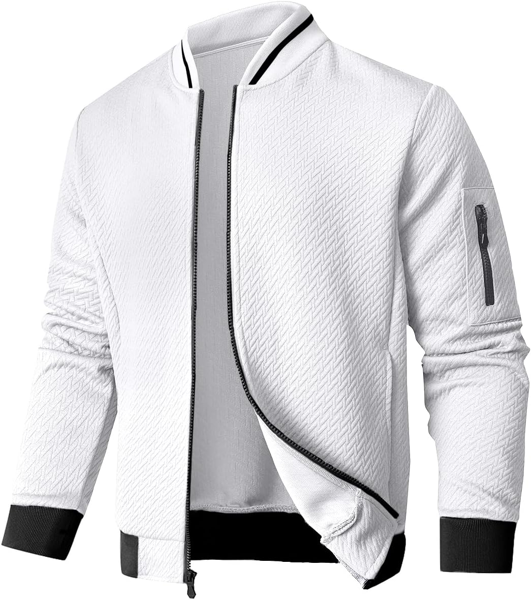 Mens Loose Fit Lightweight Bomber Jacket for Casual Style