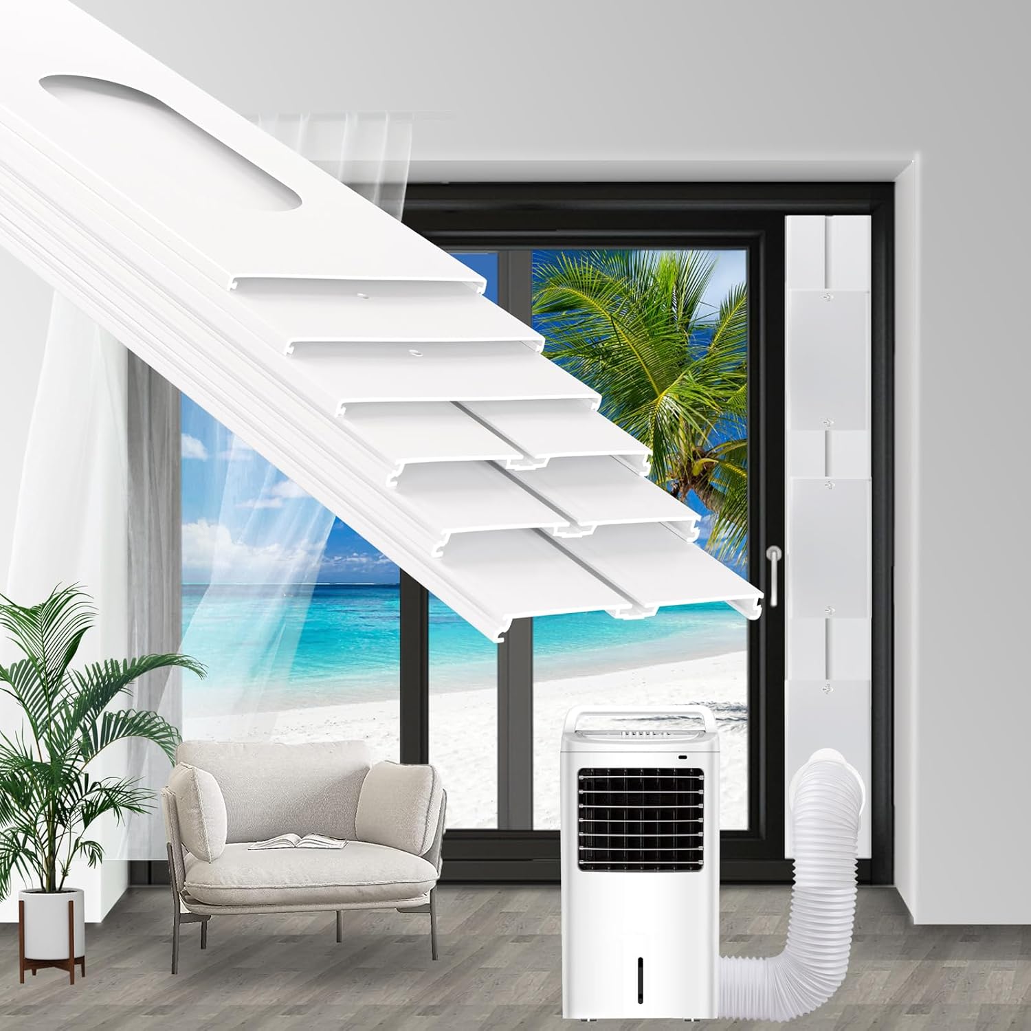 SunDiao Portable AC Door Kit with Adjustable Vent - Easy Installation!