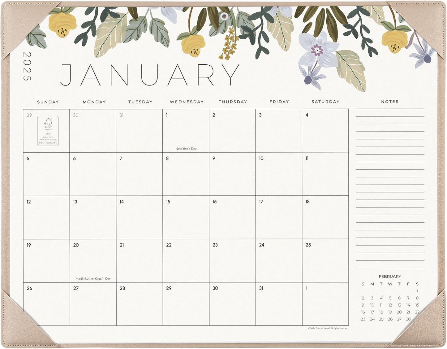 Cabbrix 2025 Floral Desk Pad Calendar - Organize in Style!