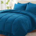 King Comforter Set 7 Piece Teal Bed in a Bag - All Season Comfort