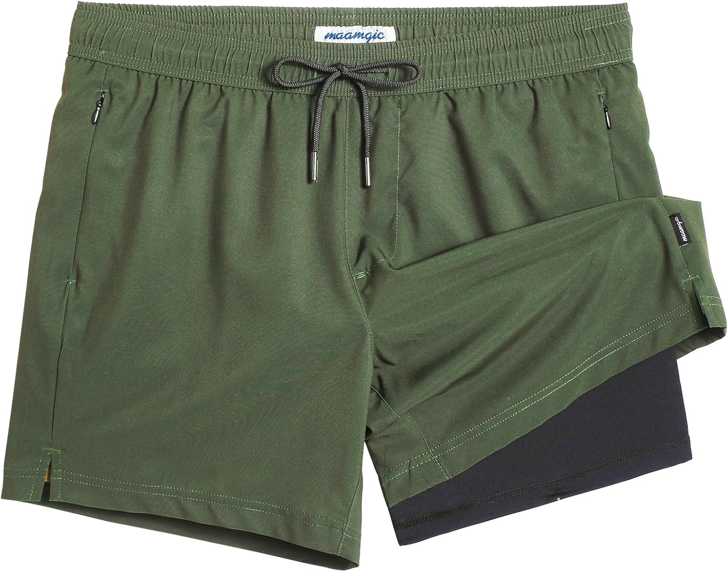 maamgic 5inch Mens Swimming Trunks with Compression Liner