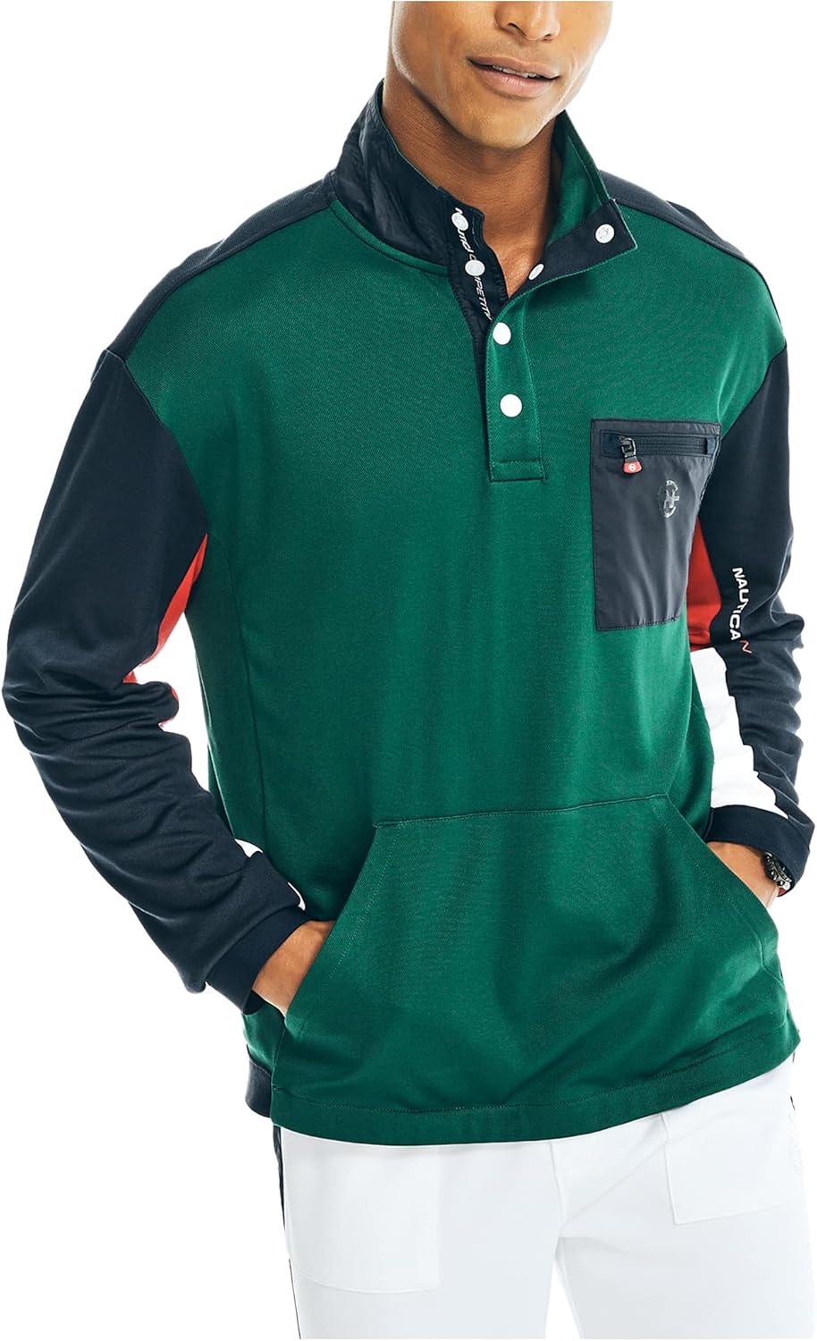 Nautica Sustainable Mock-Neck Pullover - Eco-Friendly Style