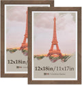 VCK 12x18 Picture Frame 2 Pack, Brown Walnut Wood Poster Frames