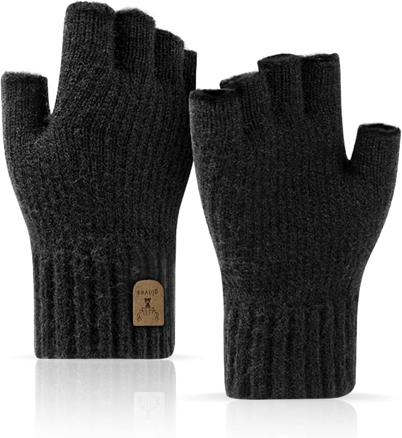 Warm Knitted Fingerless Gloves for Active Winter Days by JUNRUI