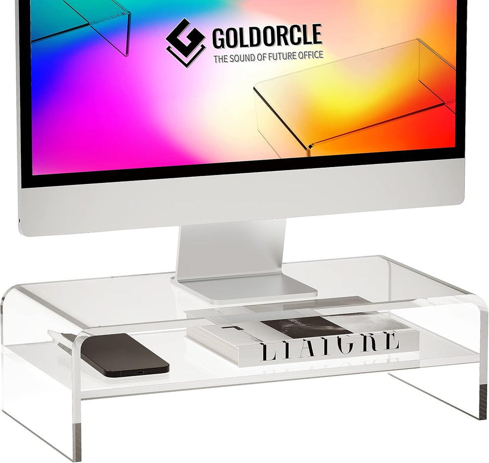 Clear Acrylic Monitor Stand | Space-Saving Riser – GearMustHave